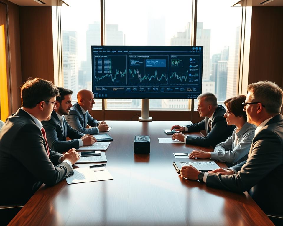 Private Equity Investoren analysieren Datenraum