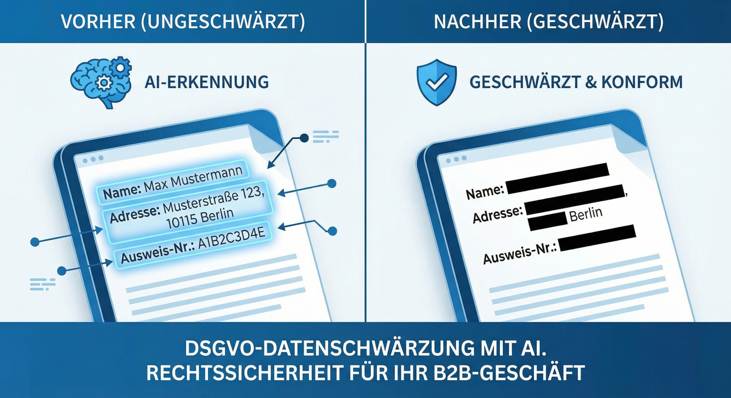 Personenbezogene Daten schwärzen: Ohne manuelle Arbeit und ohne Fehler 1 Personenbezogene Daten schwärzen: Automatische DSGVO-konforme Schwärzung von Dokumenten im Datenraum