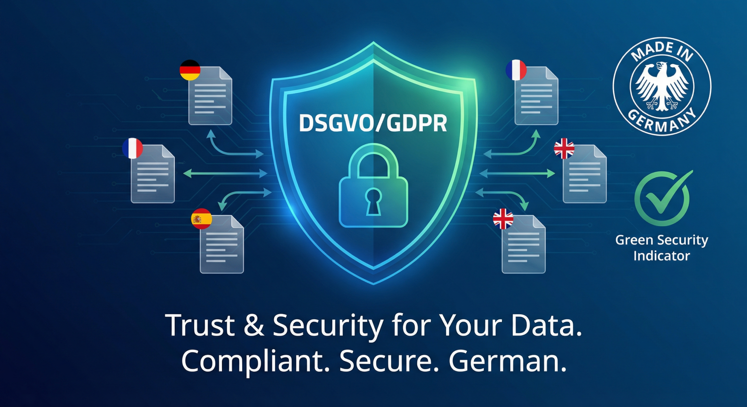 DSGVO-konform übersetzen: Warum DeepL und Google Translate bei M&A tabu sind 3 DSGVO-konforme Übersetzung Made in Germany: Sicherheitskonzept von docuKI-Translate mit lokaler KI-Verarbeitung