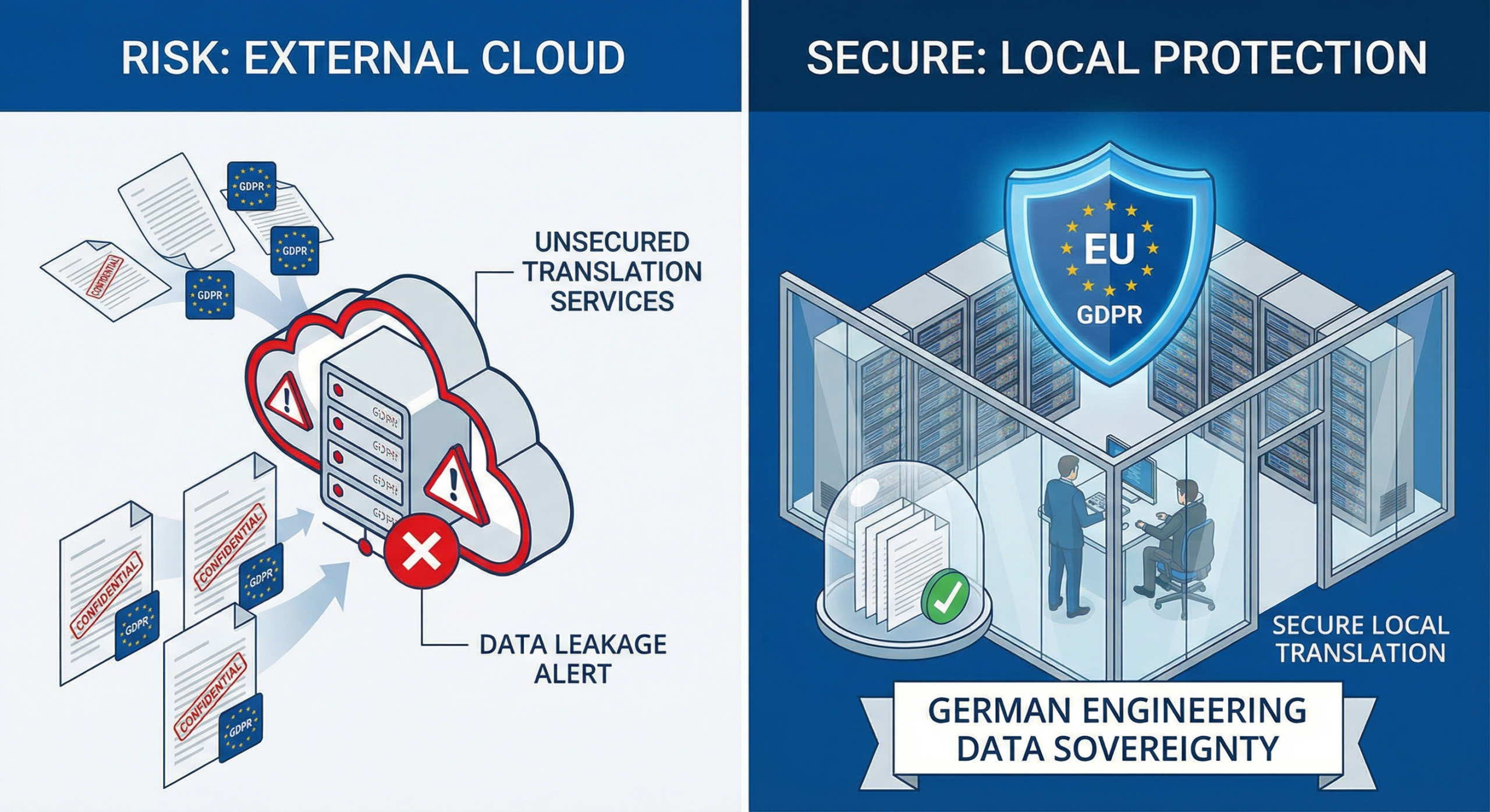 DSGVO-konform übersetzen: Warum DeepL und Google Translate bei M&A tabu sind 1 DSGVO-konform übersetzen: Sichere Dokumentenübersetzung im virtuellen Datenraum statt über öffentliche Cloud-Dienste
