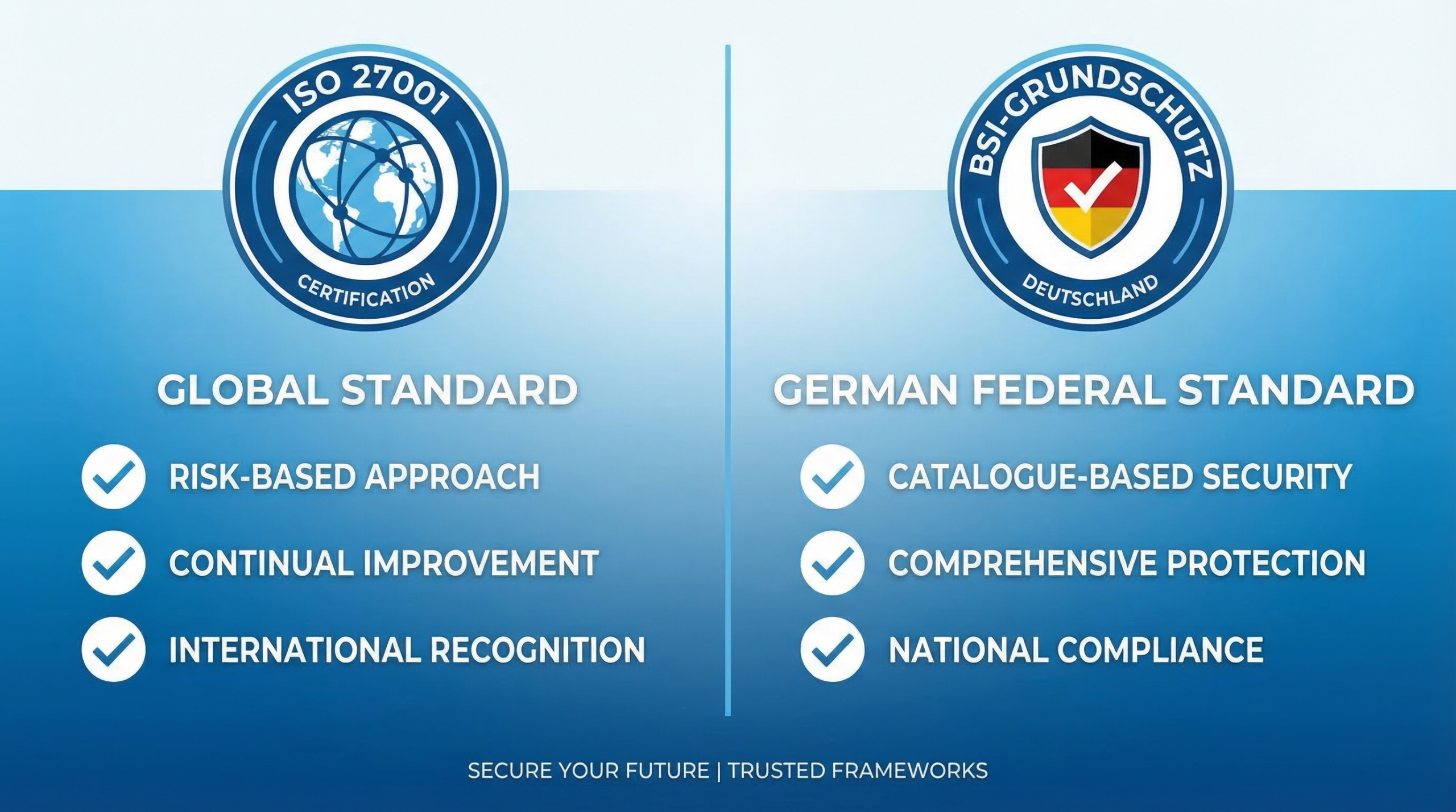 ISO 27001 vs. BSI-Grundschutz: Was Transaktionsberater wirklich wissen müssen 2 Vergleich ISO 27001 und BSI-Grundschutz für Datenräume