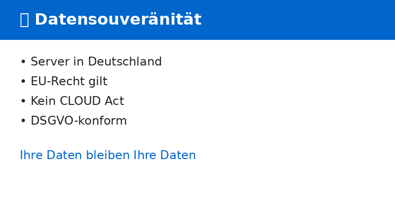 Warum viele M&A-Deals ein Souveränitäts-Risiko bergen 1 Datensouveränität - Server in Deutschland, EU-Recht, DSGVO-konform