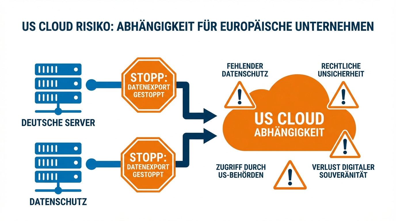 Digitaler Notfallplan: 5-Punkte-Checkliste für IT-Entscheider 1 Infografik: Risiken der US Cloud Abhängigkeit und das Kill-Switch-Szenario