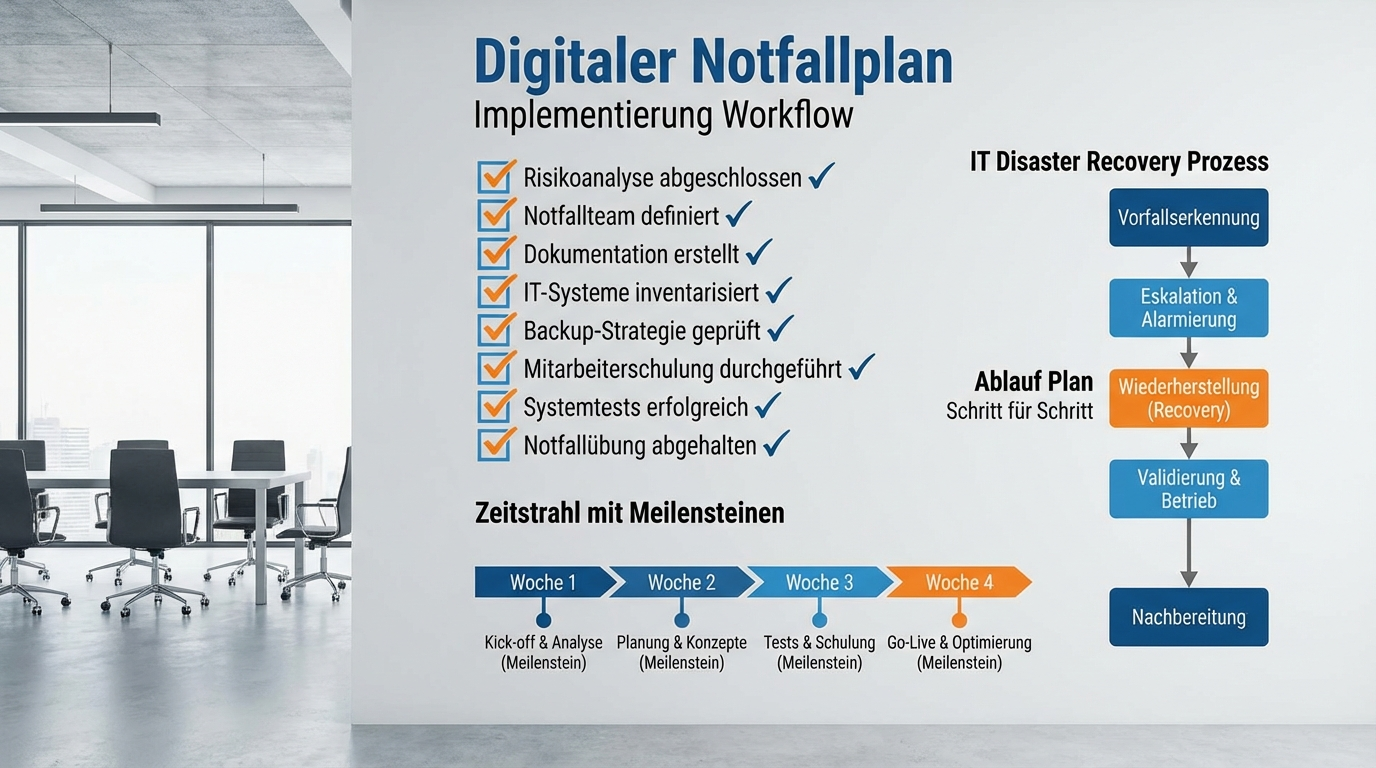 Digitaler Notfallplan: 5-Punkte-Checkliste für IT-Entscheider 5 Digitaler Notfallplan Implementierung