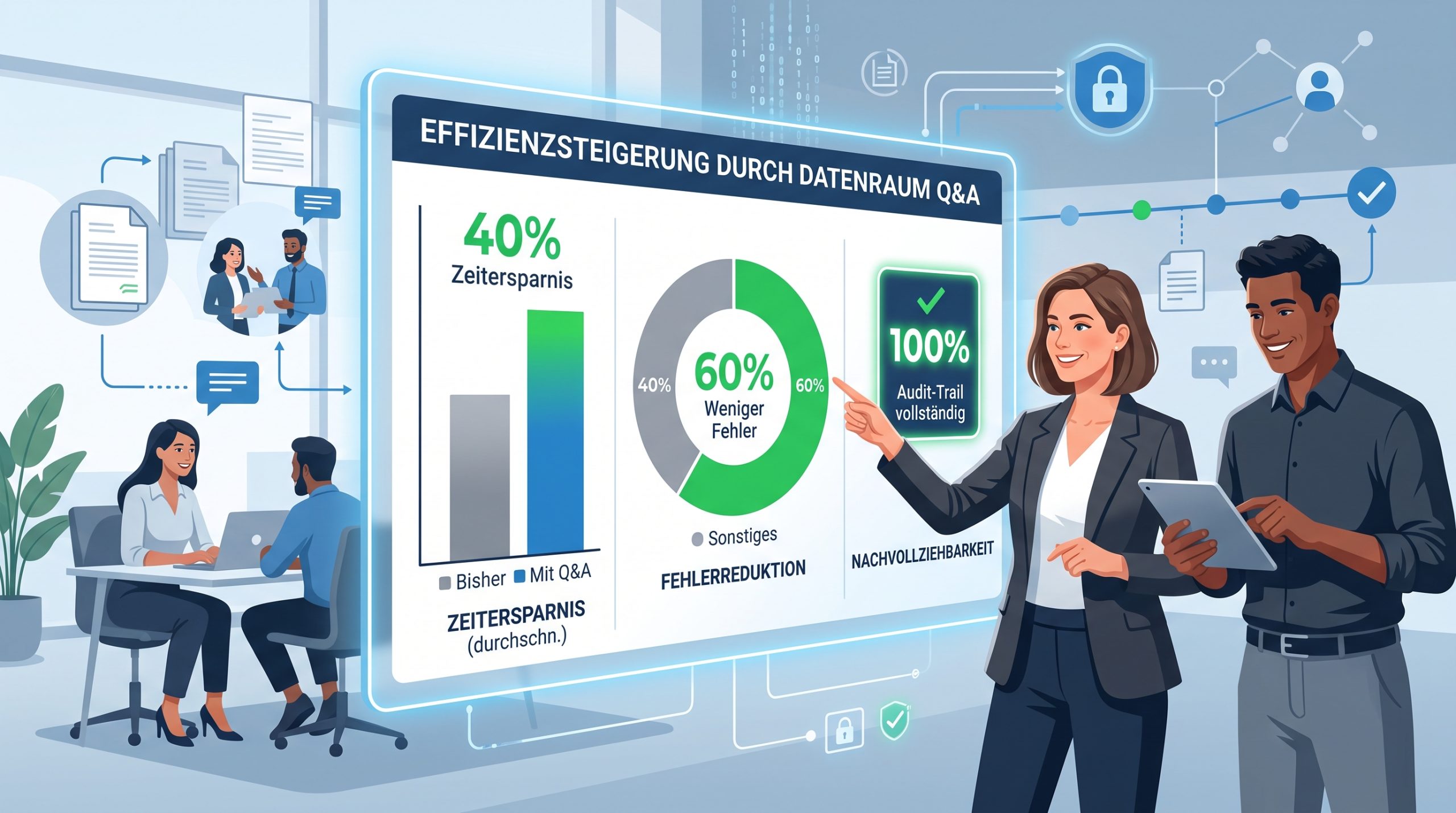 Q&A im Datenraum: Rückfragen strukturieren statt in E-Mails verlieren 3 Effizienzgewinne durch strukturiertes Q&A im Datenraum mit Zeitersparnis