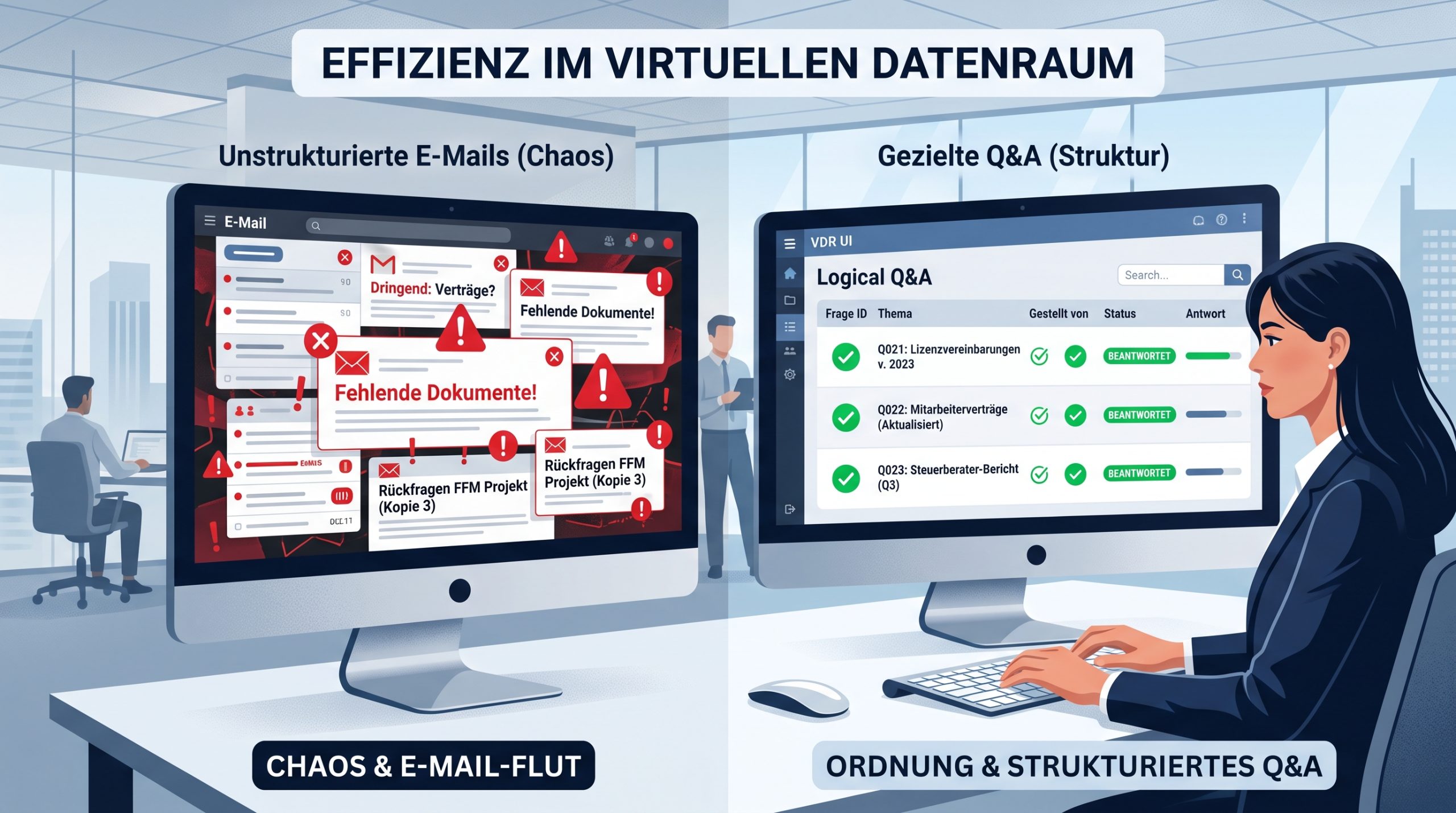 Q&A im Datenraum: Rückfragen strukturieren statt in E-Mails verlieren